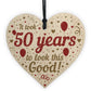 Funny 50th Birthday Gifts For Women Men Wooden Heart 50th