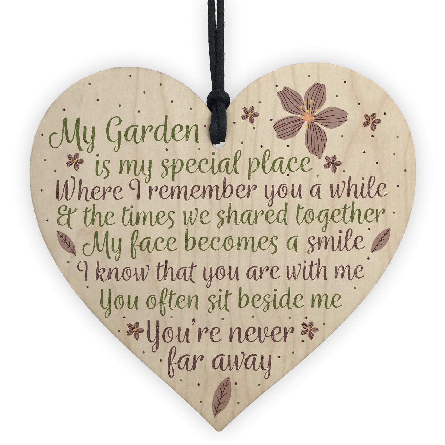 Wood Heart Garden Memorial Plaque Present Home Fence Shed Sign