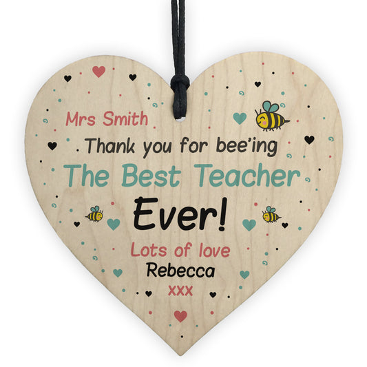 Personalised Teacher Gift Lockdown Thank You Plaque Wood Heart