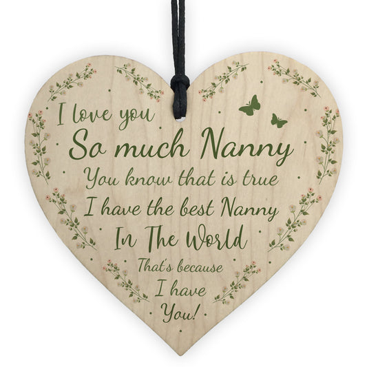 Nanny I Love You Wooden Heart Thank You Nan Gift For Birthday