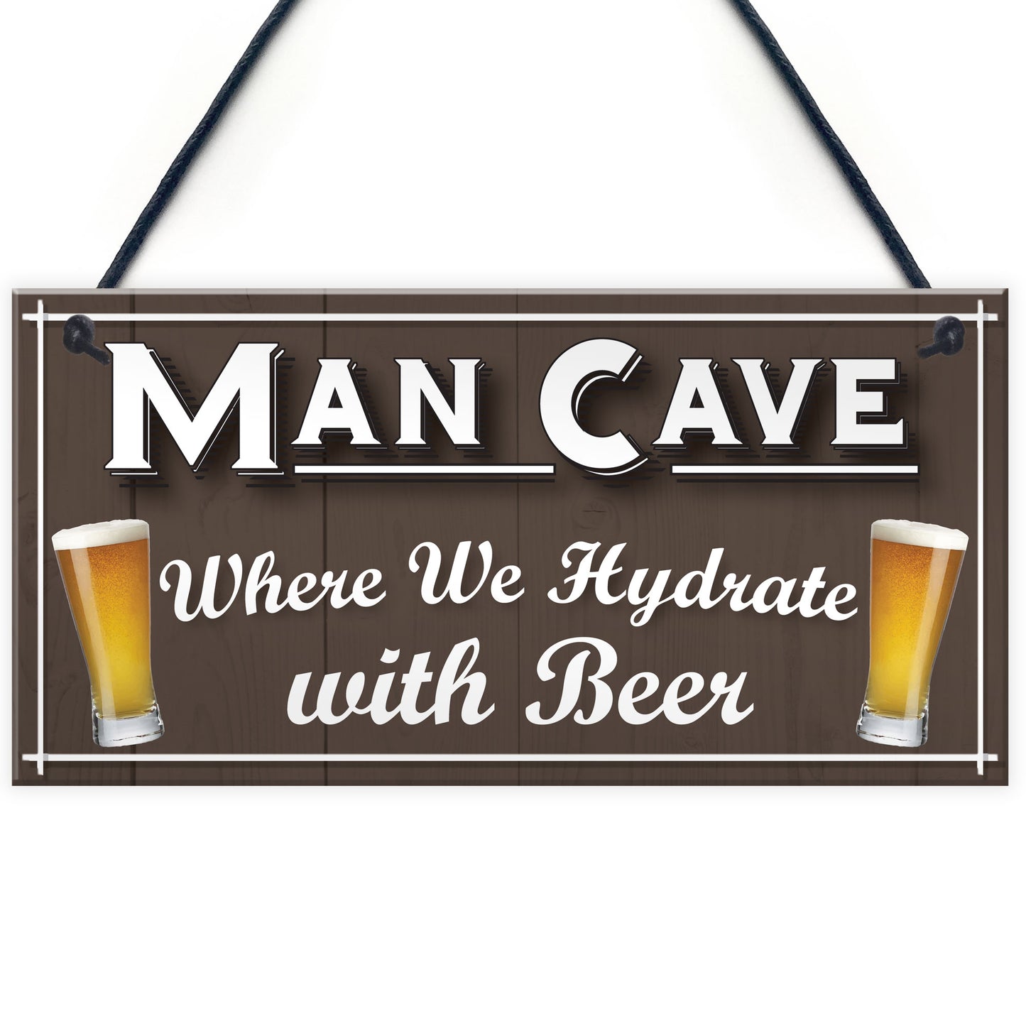 Man Cave Hydrate Beer Alcohol Funny Home Bar Gift Hanging Plaque