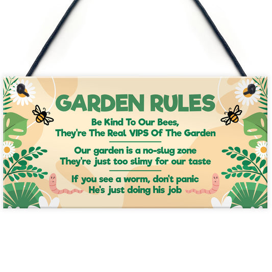 Garden Rules Funny Hanging Sign For Gardening Enthusiasts