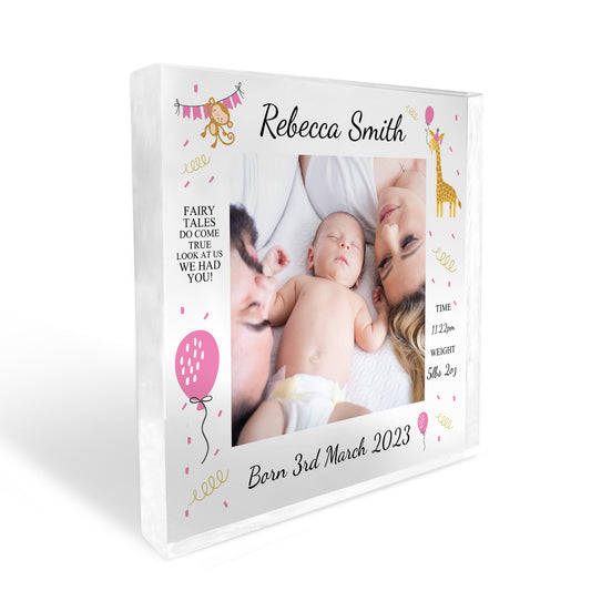 Personalised Baby Gift Photo Block Birth Details Nursery Decor