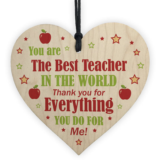 THANK YOU Gift For Teacher Wood Heart Nursery Teacher Gift