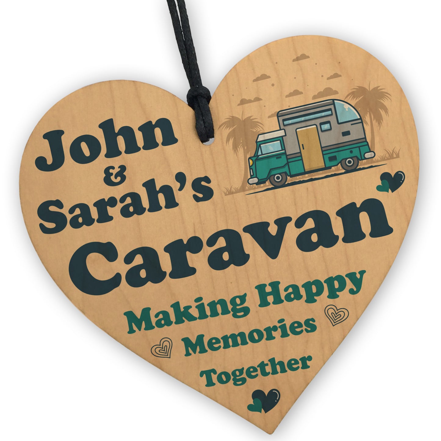 Personalised Caravan Sign Wood Heart Sign Caravan Gift Decor