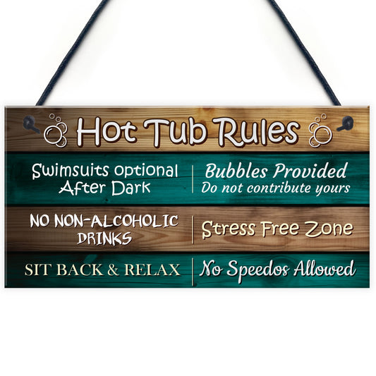 Funny Hot Tub Rules Sign For Garden Hot Tub Decor Plaque Garden