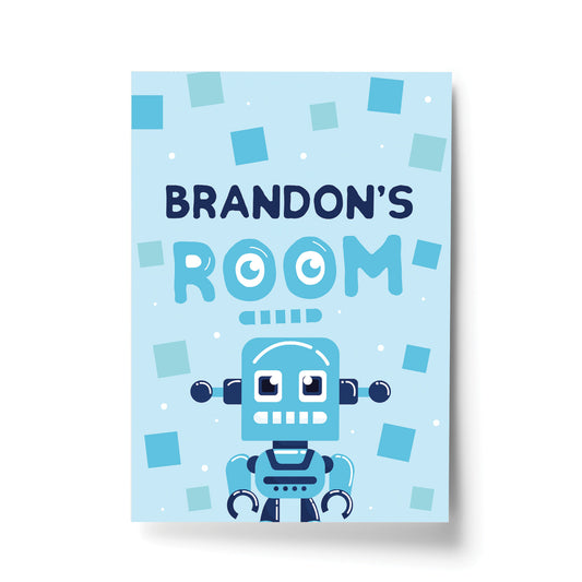 PERSONALISED Boys Bedroom Sign Robot Print Boys Wall Art Decor