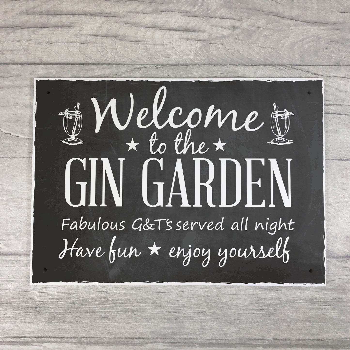 Welcome To The Gin Garden Hanging Alcohol Wall Sign Garden Sign