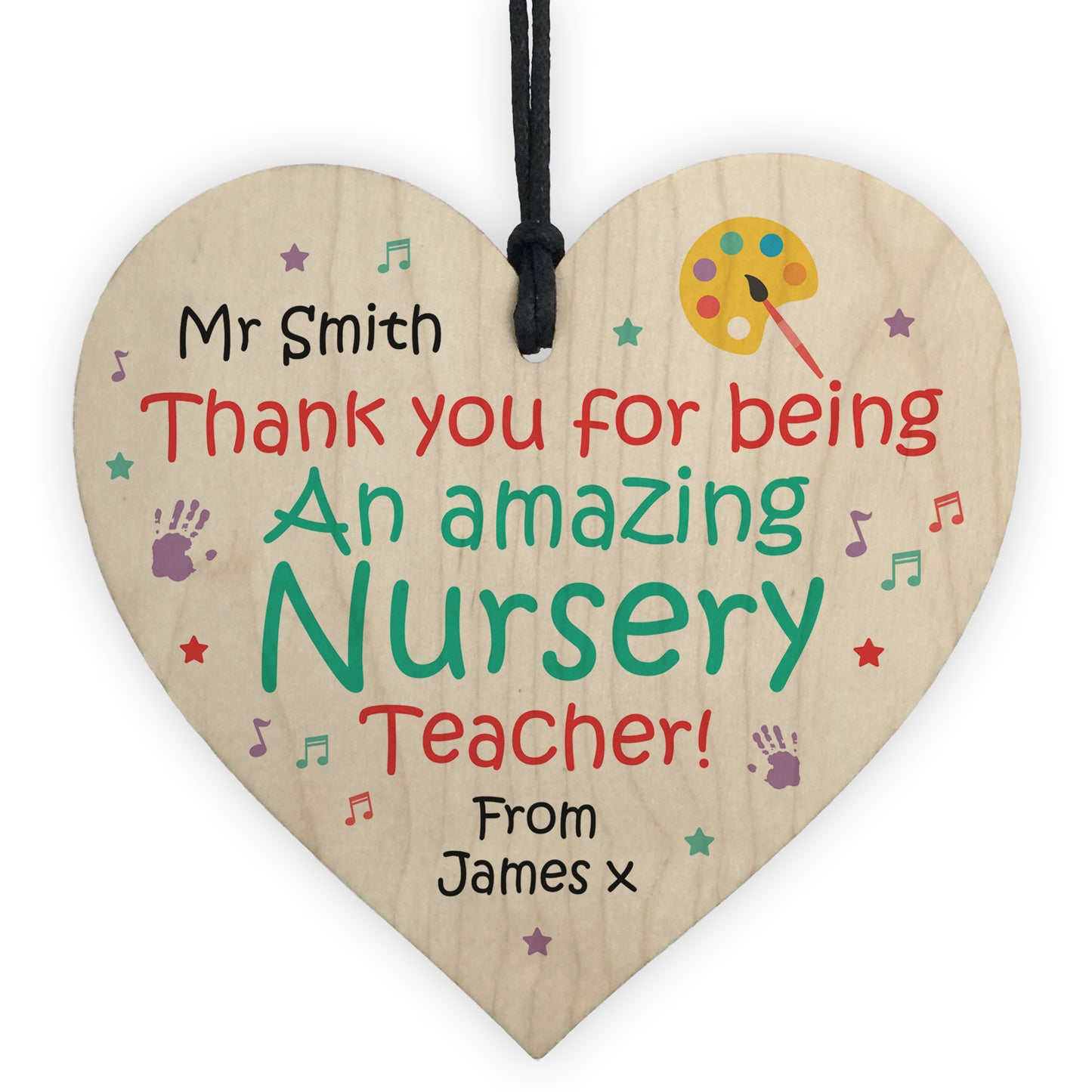 Personalised Wooden Teachers Gift Heart Plaque Nursery Teacher