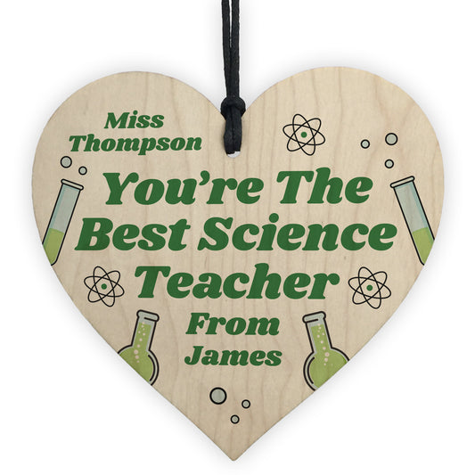 Personalised Teacher Heart Plaque Thank You Gift Science Teacher