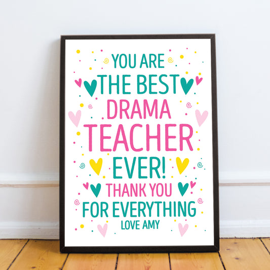 Personalised Thank You Print Gift Music Dance Drama Teacher Gift