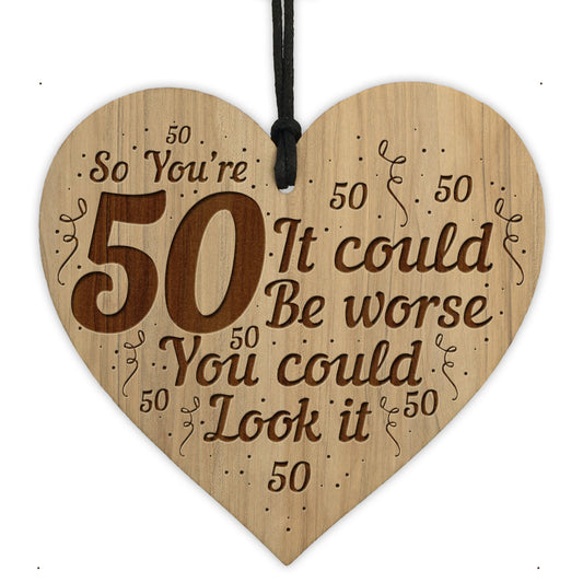 50th Birthday Gift For Men Women Funny Engraved Heart