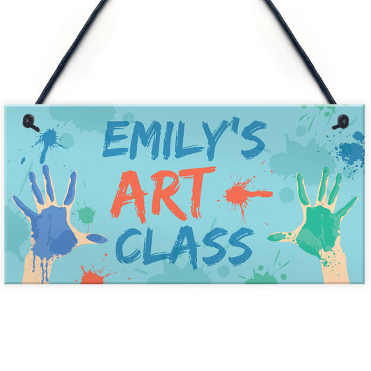 Personalised Art Classroom Sign Playroom School Hanging Plaque