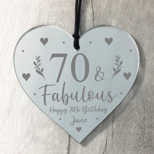 70th Birthday Gift For Mum Sister Auntie Nan Engraved Heart