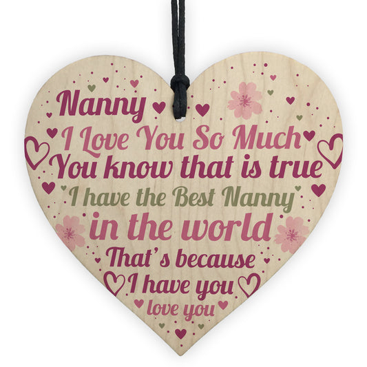 Nanny Gifts Mothers Day Gift For Her Wooden Heart Nanny Birthday