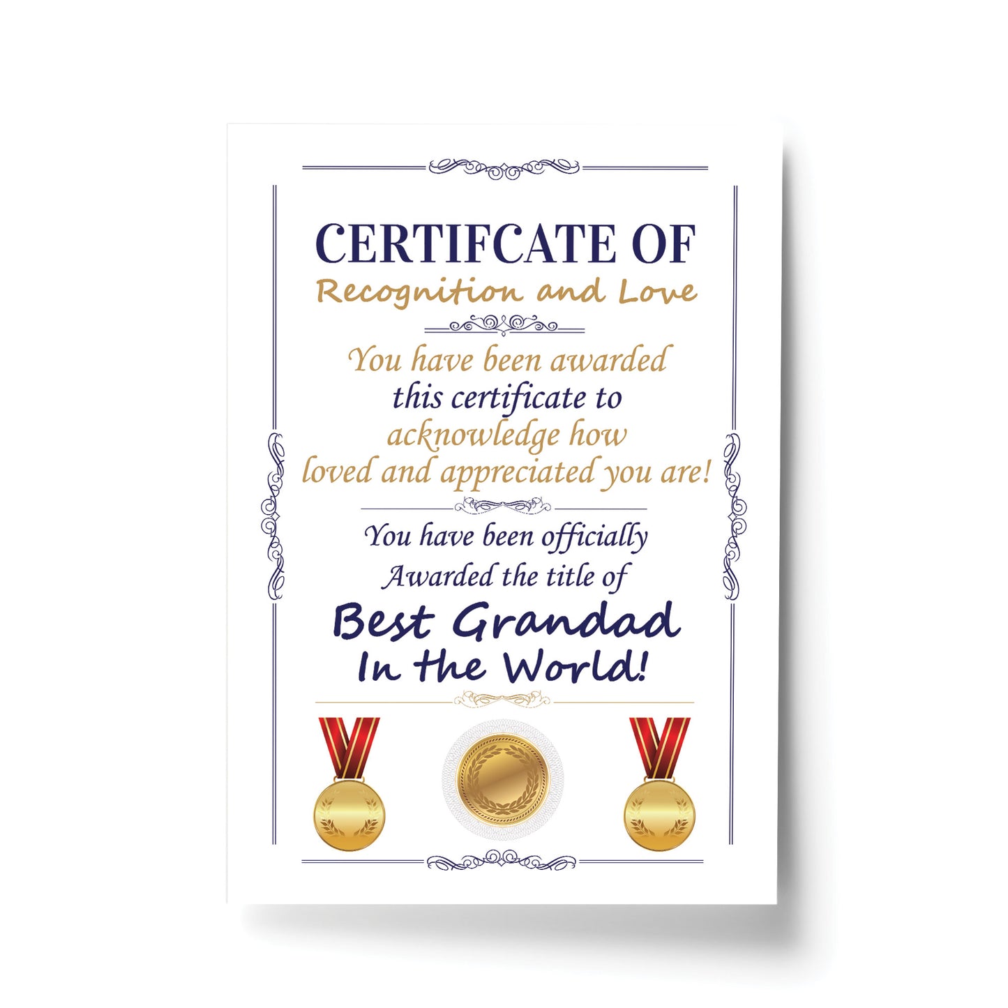 Novelty Certificate Fathers Day Birthday Funny Grandad Gift