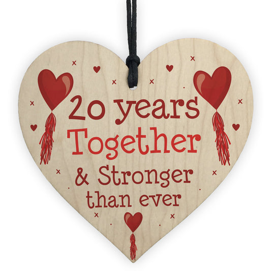 20th Anniversary Gift Wood Heart Perfect Gift For Husband Wife