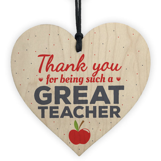 Thank You Teacher Gift Wooden Heart Teaching Assistant Leaving