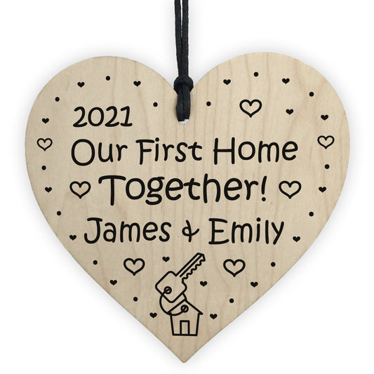 Personalised Our First Home Together Gift For Couple Wood Heart