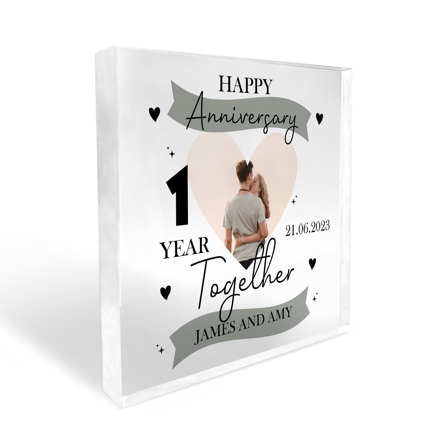 1st Anniversary Gift Personalised Photo Block Boyfriend