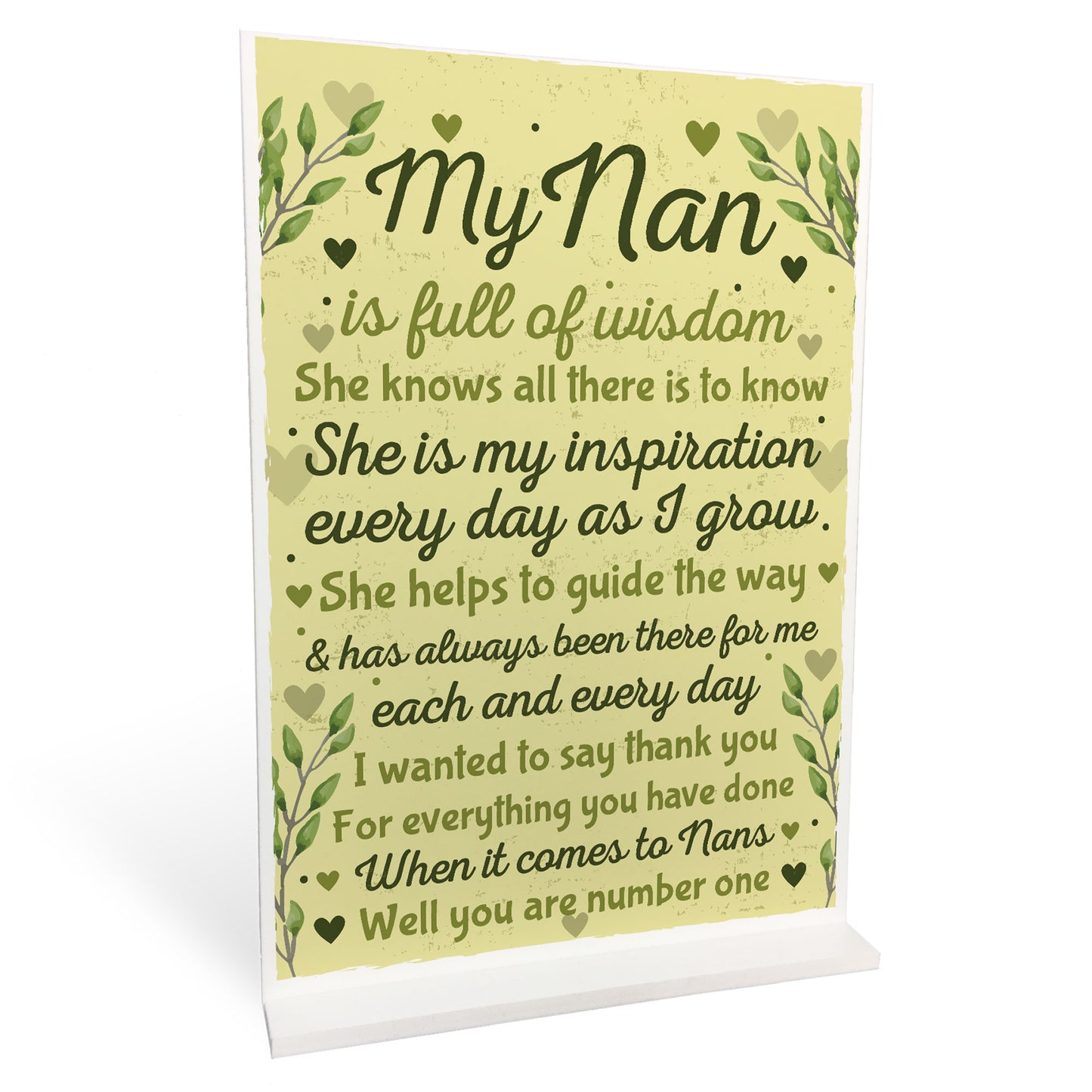 ThankYou Xmas Birthday Gift For NAN Nanny Standing Sign Keepsake