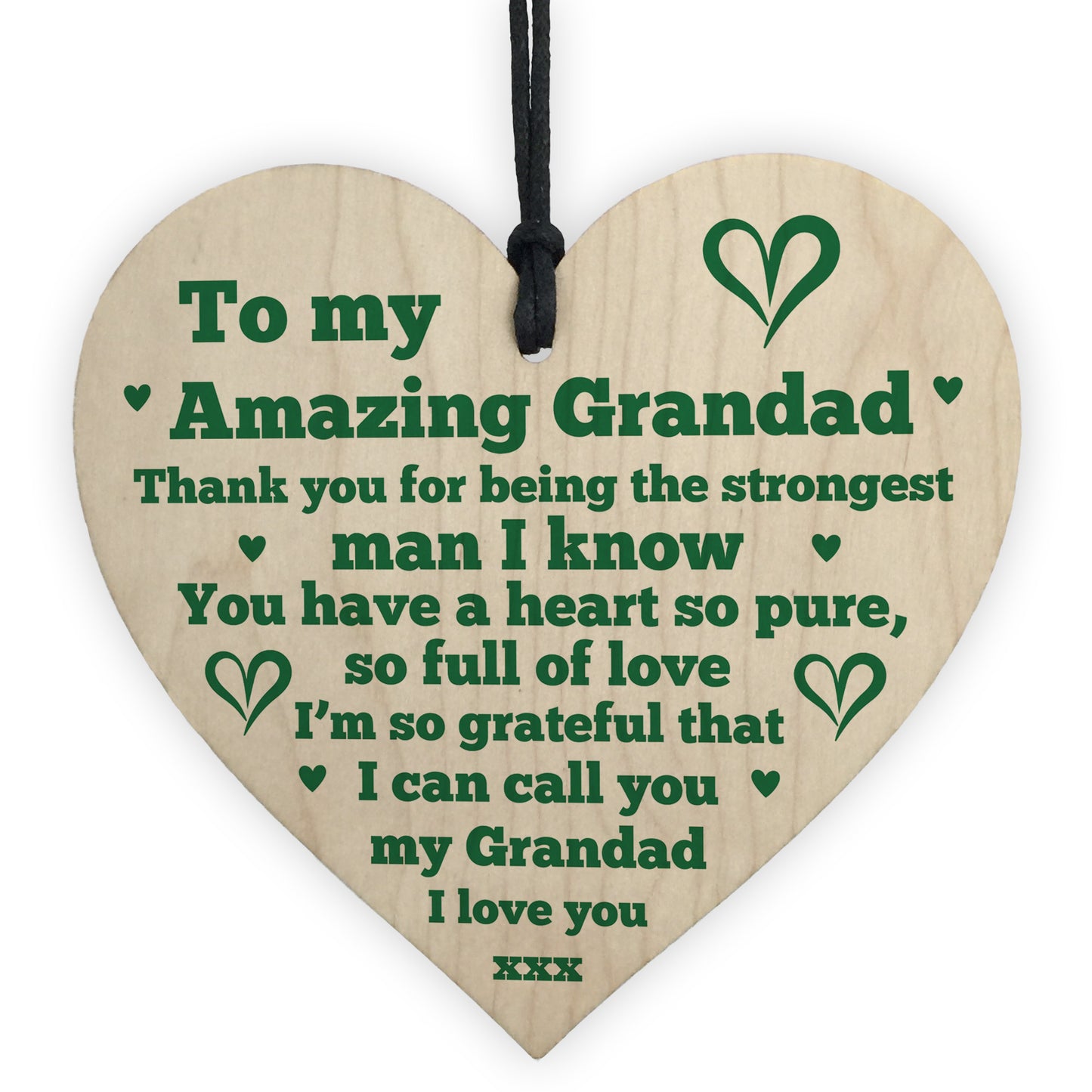 Grandad Gifts Hanging Wood Heart Birthday Fathers Day Gift