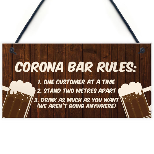 Funny Corona Bar Rules Sign Hanging Garden Pub Bar Sign Alcohol