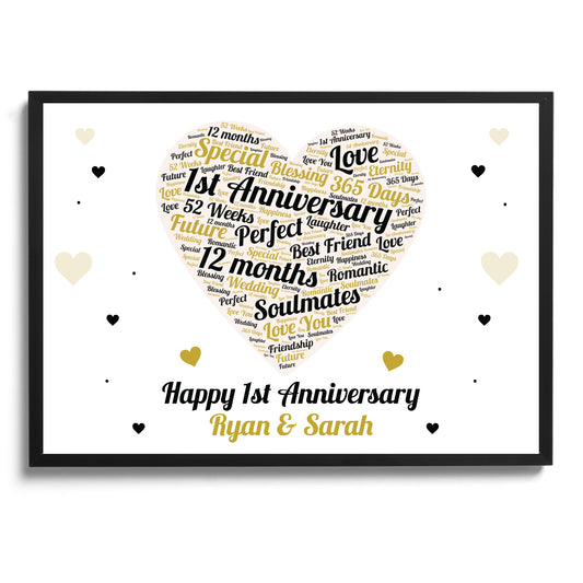 1st Anniversary Gift Personalised First Wedding Anniversary