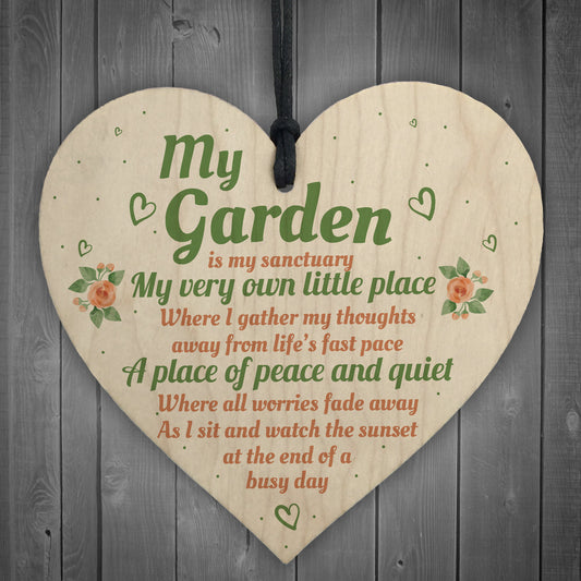 My Garden Gardening Shed Wood Heart Sign Plaque Wall Plaque