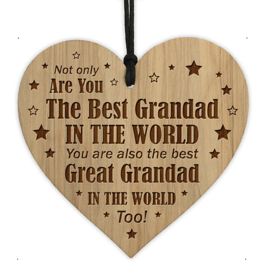 Grandad And Great Grandad Gift Engraved Heart Birthday Christmas