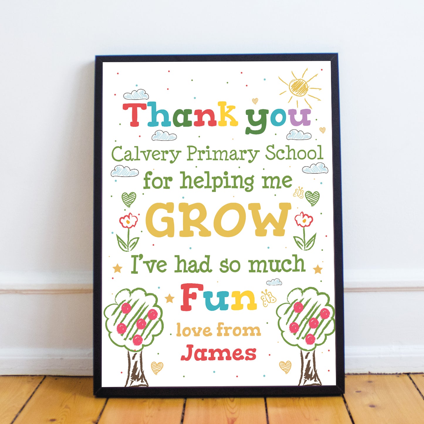 Personalised TEACHER Thank You Gift Class Quote Print Gift