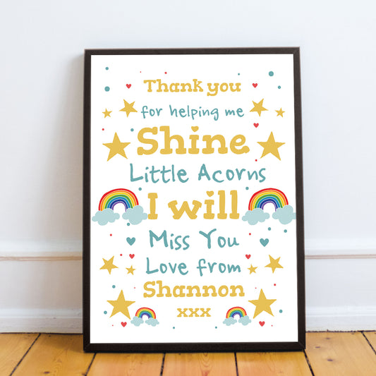 Personalised Leaving School Nursery Gift Framed Print Thank You