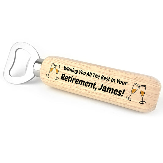 Personalised Retirement Gifts Wooden Bottle Opener Gifts