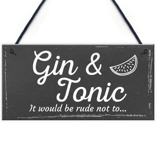 Gifts For Women Gin & Tonic Plaque Novelty Garden Alcohol Pub