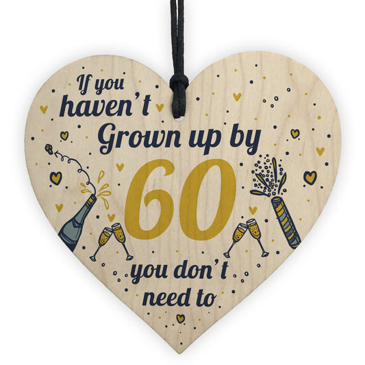 Funny Happy Birthday 60th Wood Heart Man Wife Grandma Grandad