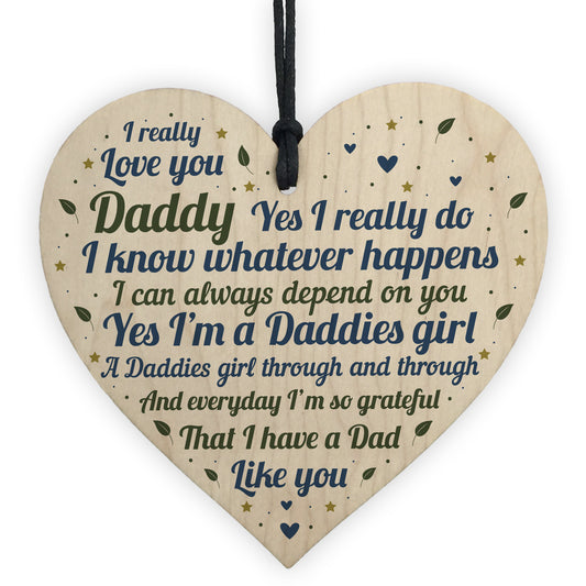 Daddies Girl Gift Heart Birthday FATHERS DAY Gift For Daddy Dad