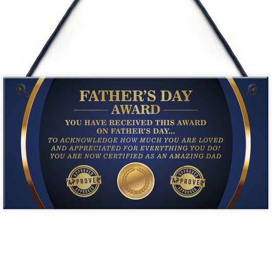 Fathers Day Award Sign Funny Fathers Day Gift For Dad Daughter