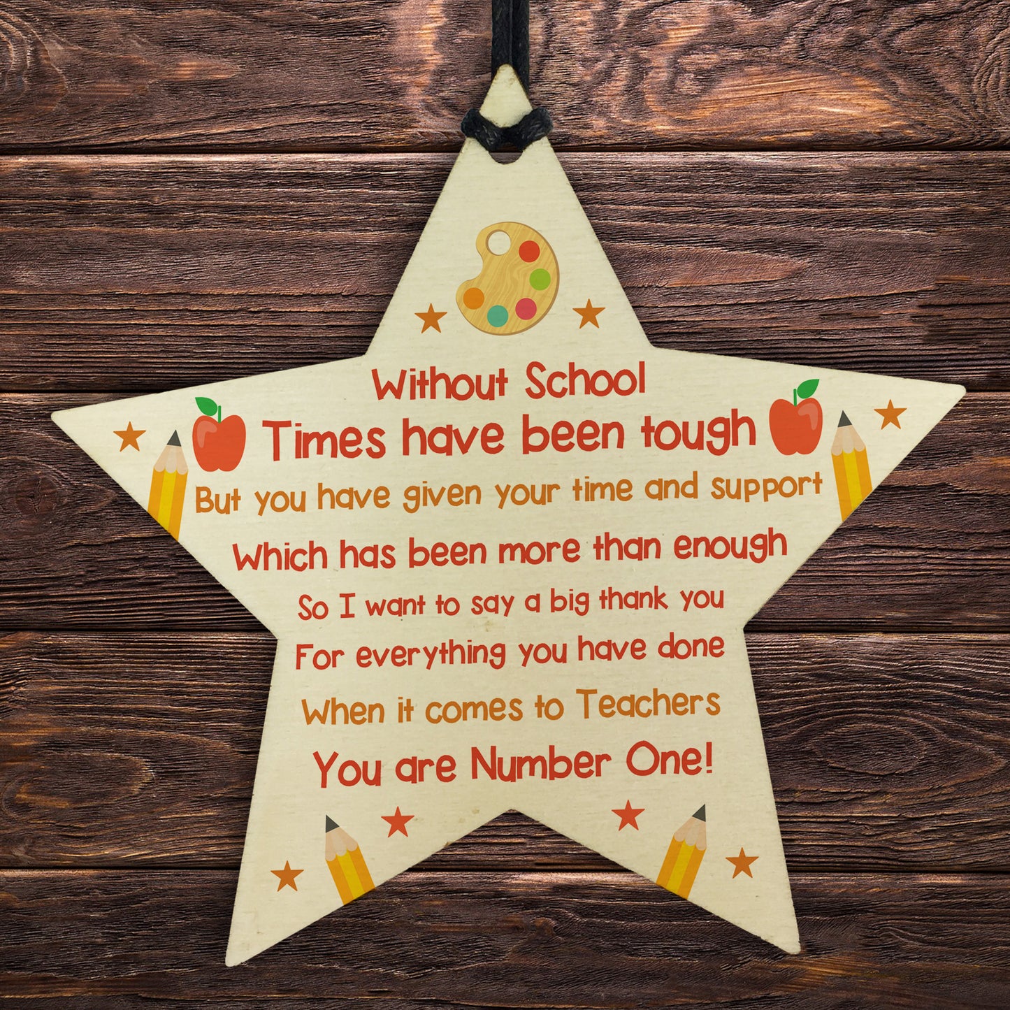 Special Poem For Teacher Assistant Wooden Star Thank You Gift