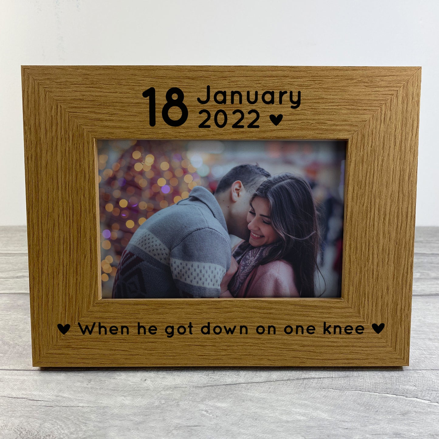 Personalised Engagement Gift Wooden Photo Frame Gift For Couple