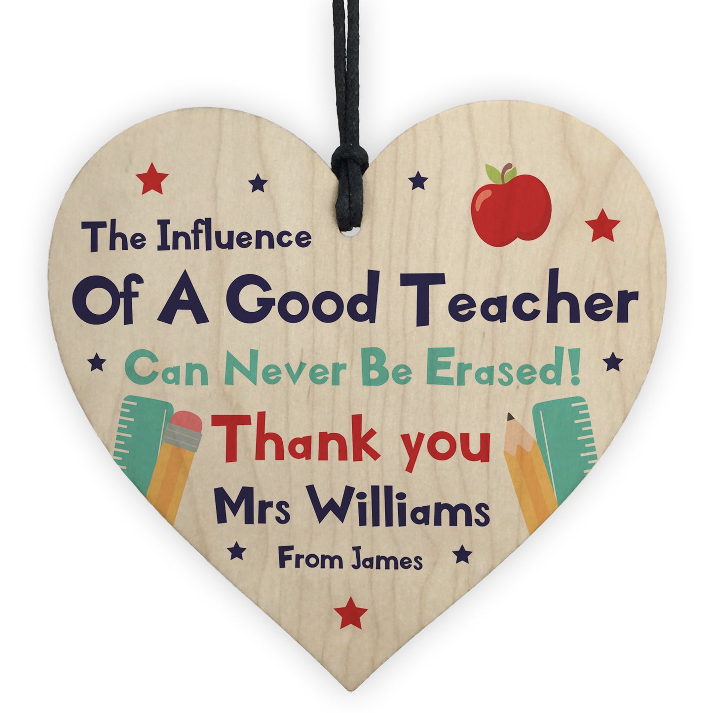 Personalised Teacher Gifts Wood Heart Cute Thank You Gift