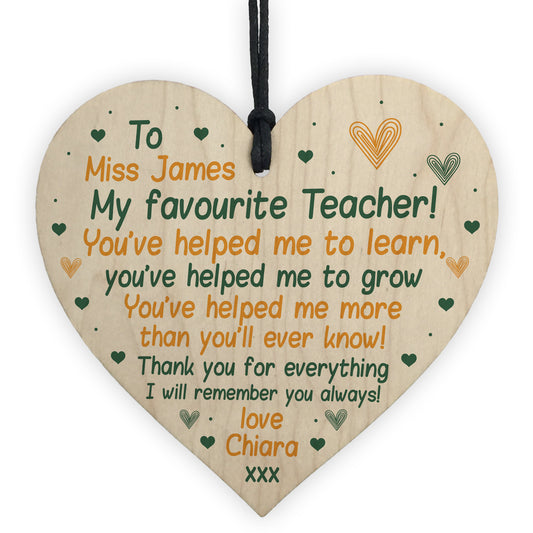 Teacher Gifts Wooden Heart Thank You Gift For Teacher Assistant