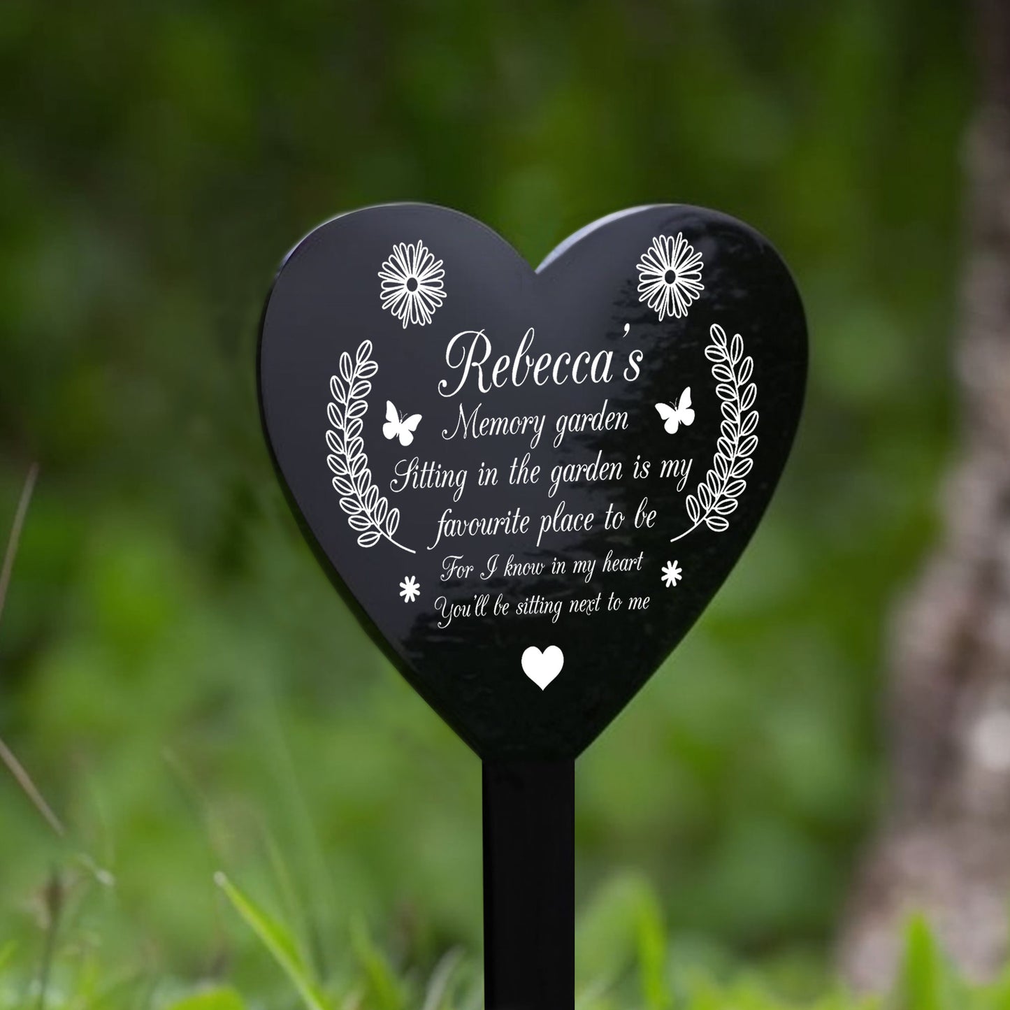 Personalised Memory Garden Memorial Acrylic Heart Stake Decor