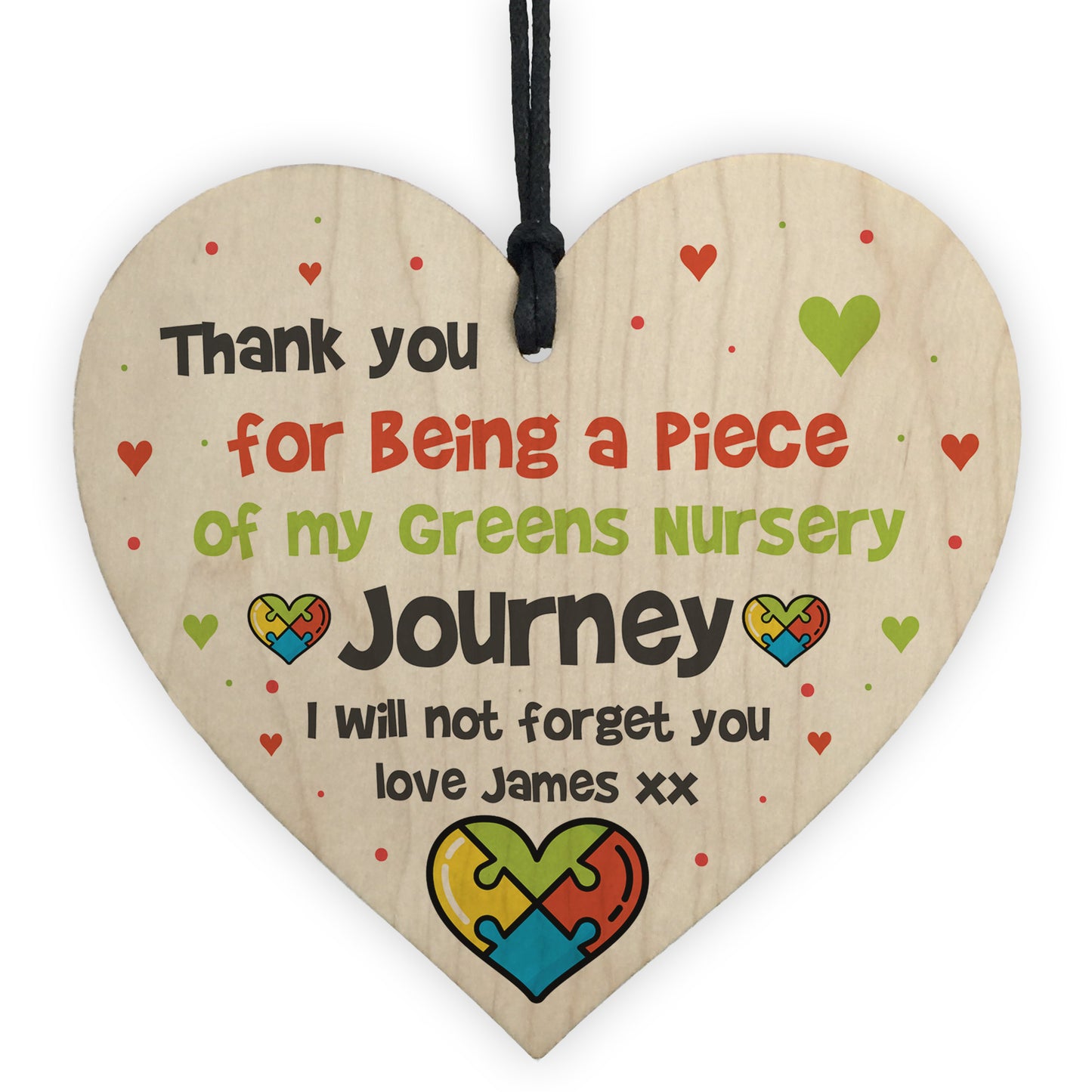 Nursery Gift Personalised Wood Heart Thank You Gift For Nursery