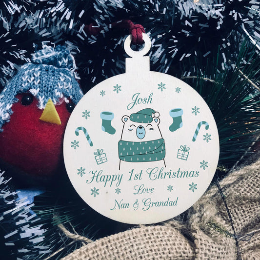 1st Christmas Decoration For Baby PERSONALISED Baby Boy Gift