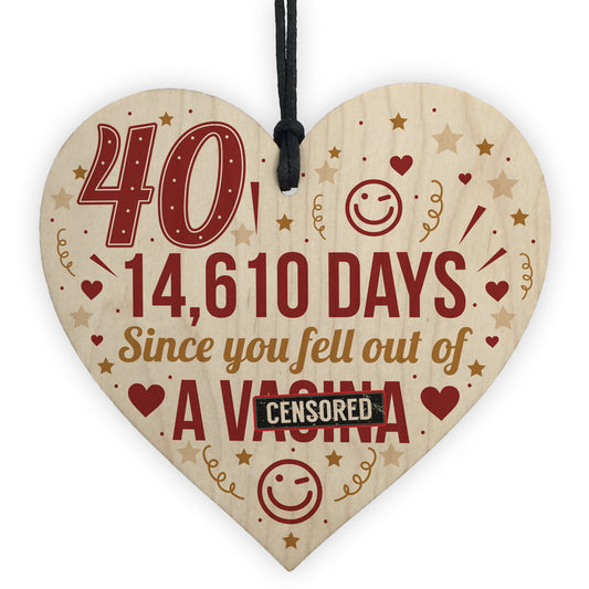 Funny 40th Birthday Gift Wooden Heart 40th Birthday Cards Joke