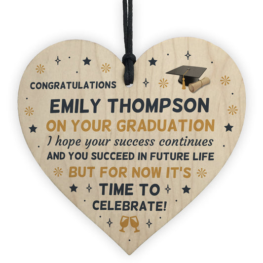 Personalised Congratulations On Your Graduation Gift Wood Heart