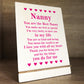 Gifts for Nanny Wooden Standing Sign Birthday Mothers Day Gift