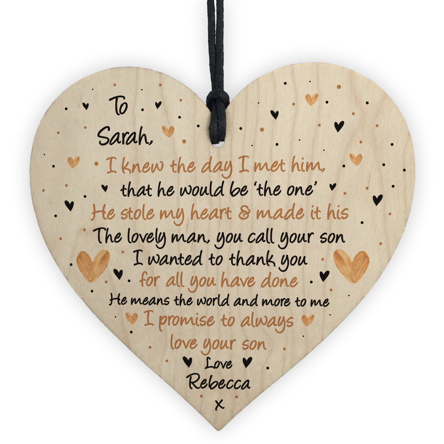 Mother of The Groom Wood Heart Parents of The Groom Personalised