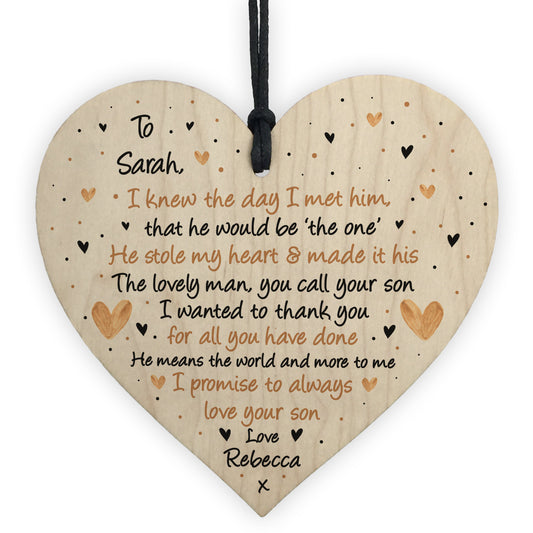 Mother of The Groom Wood Heart Parents of The Groom Personalised