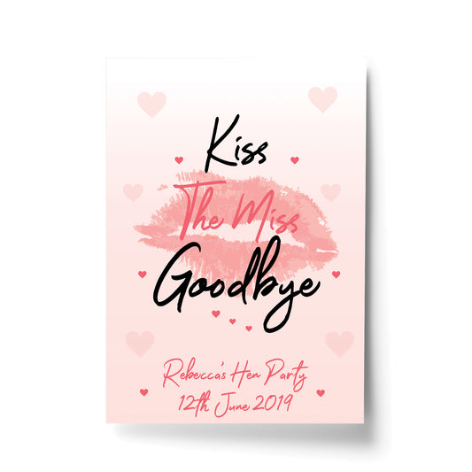 Personalised Kiss The Miss Goodbye Print Hen Party Accessories